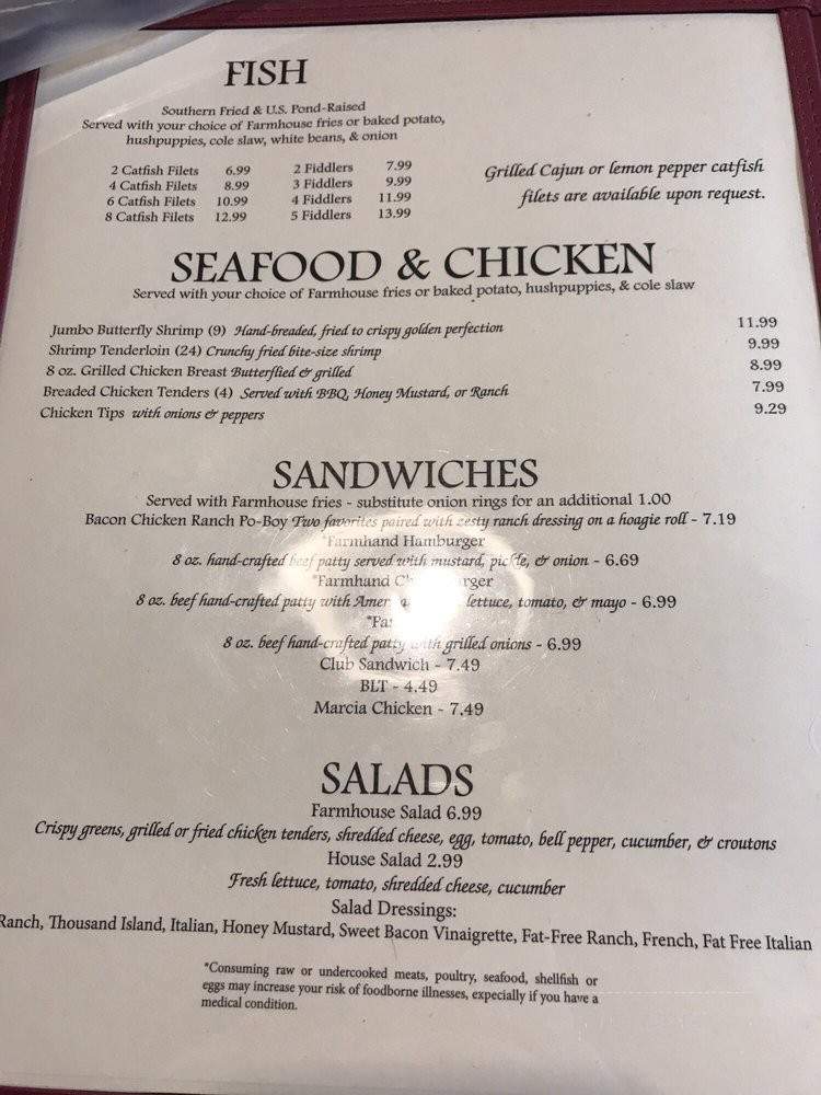 KC's Farmhouse Restaurant - Lexington, TN menu_pic