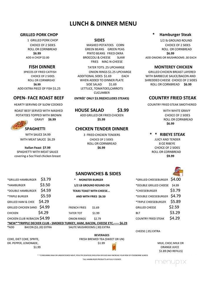All American Diner - Baxter, TN menu_pic