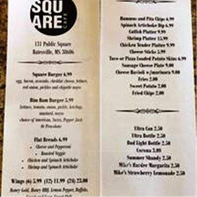 Square Cafe - Batesville, MS menu_pic