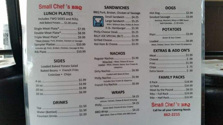 Small Chef BBQ & Catering - Fulton, MS menu_pic