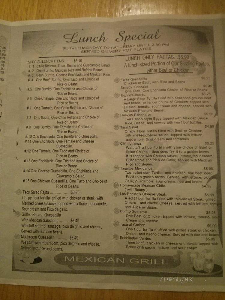 Los Encinos Mexican Grill - Calhoun City, MS menu_pic