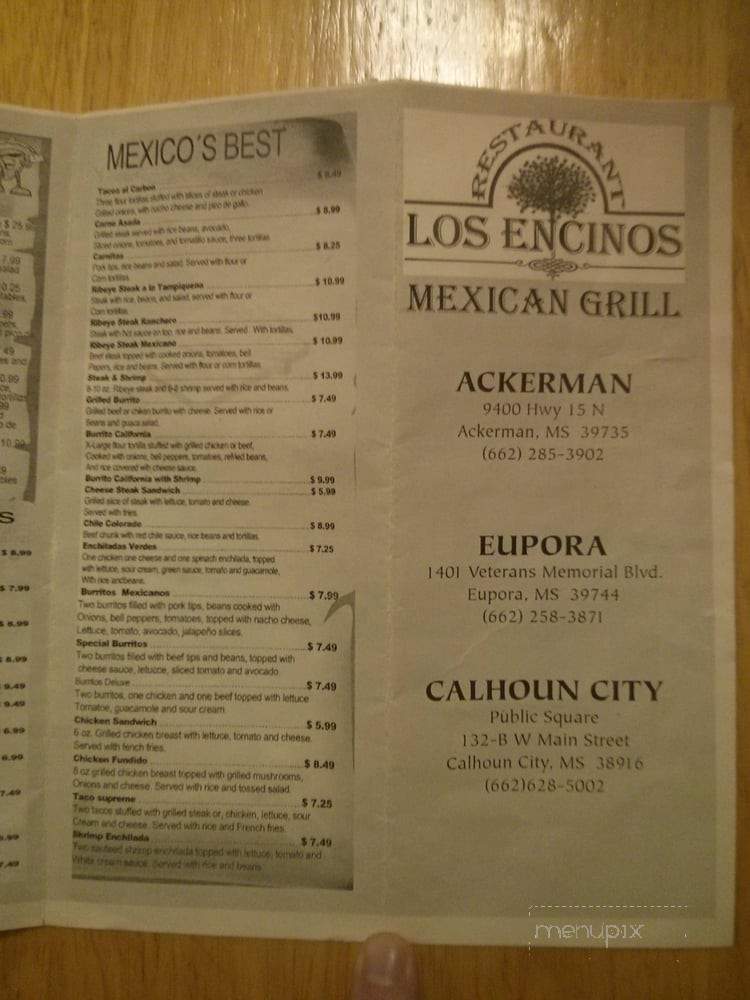 Los Encinos Mexican Grill - Calhoun City, MS menu_pic