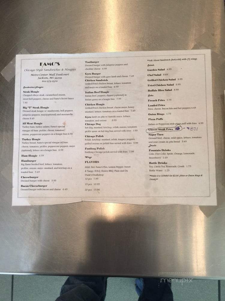Famo's Sandwiches - Jackson, MS menu_pic