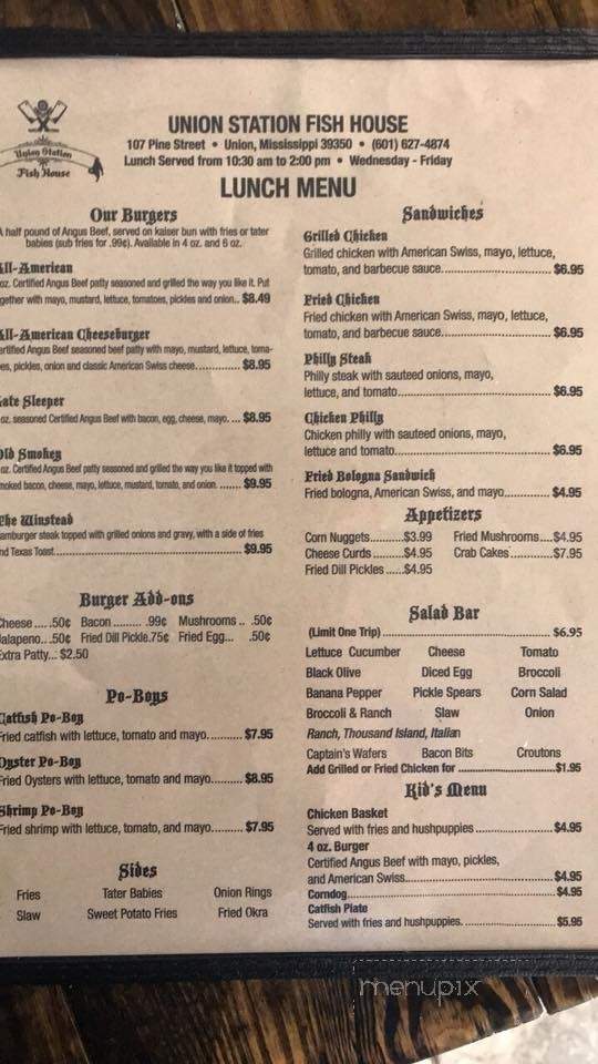 Union Station Fish House - Union, MS menu_pic