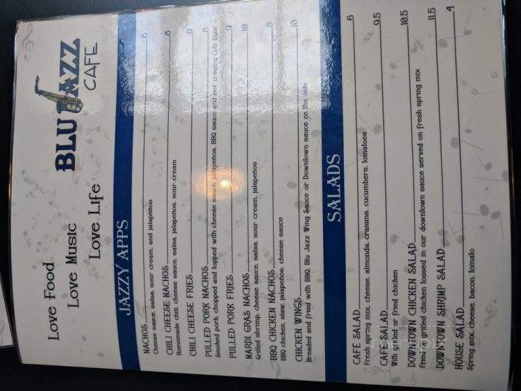 Blu Jazz Cafe - Hattiesburg, MS menu_pic