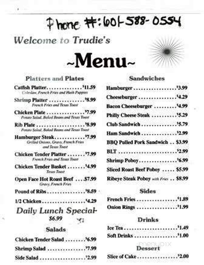 Trudies - Beaumont, MS menu_pic
