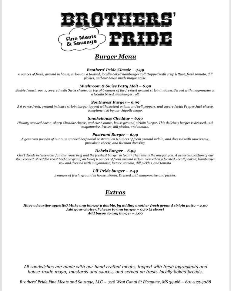 Brothers' Pride Fine Meats and Sausage - Picayune, MS menu_pic