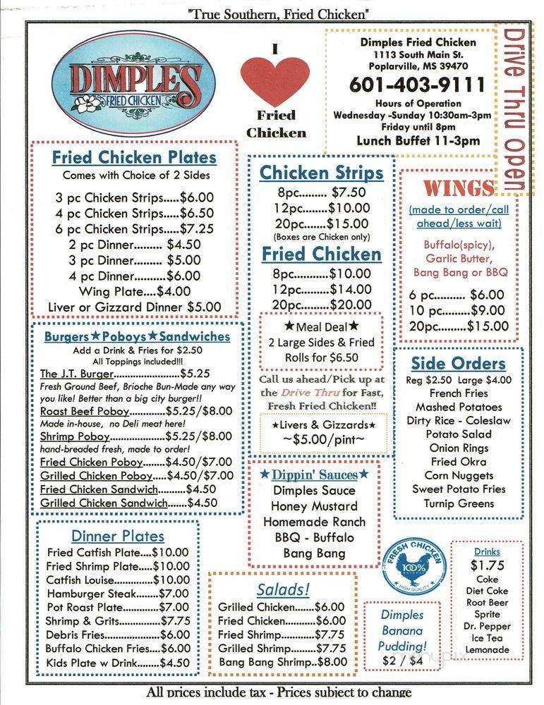 Dimples Fried Chicken - Poplarville, MS menu_pic