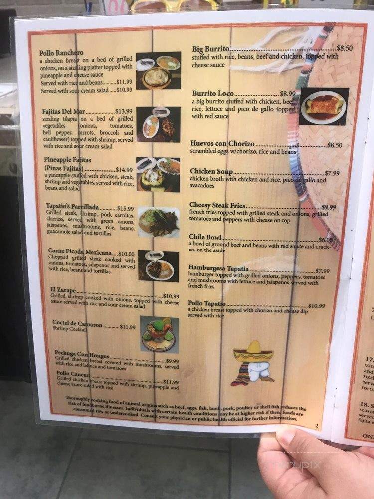 El Tapatio - Gautier, MS menu_pic