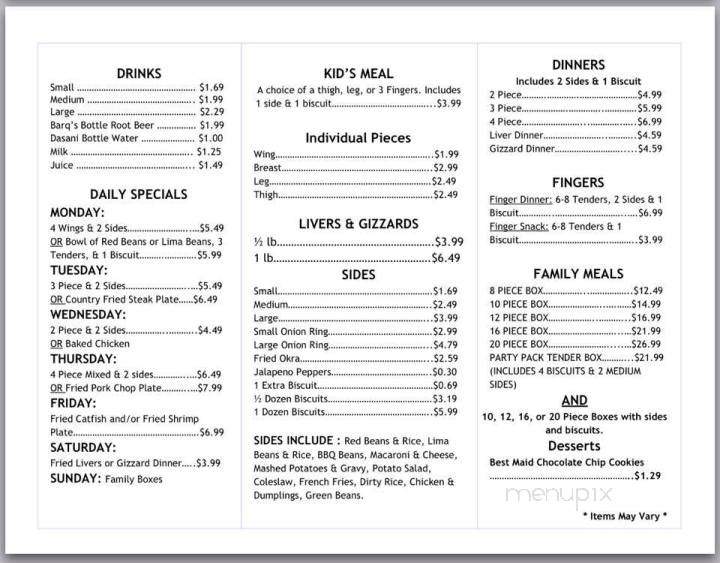 Doc's Fried Chicken - Long Beach, MS menu_pic