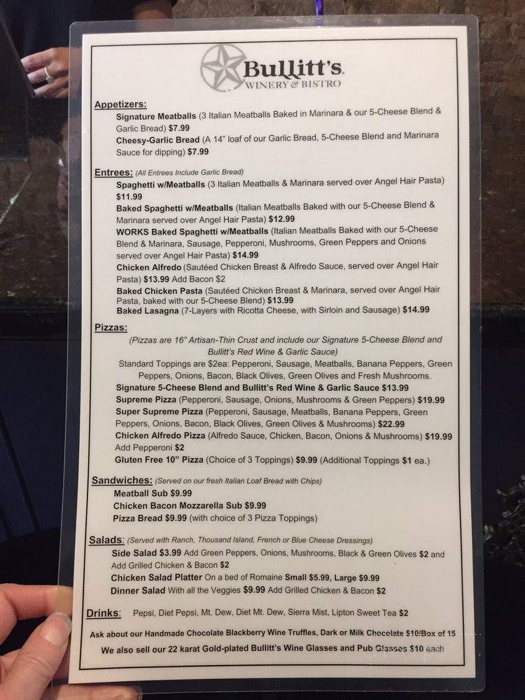 Bullitt's Winery & Bistro - Bardstown, KY menu_pic
