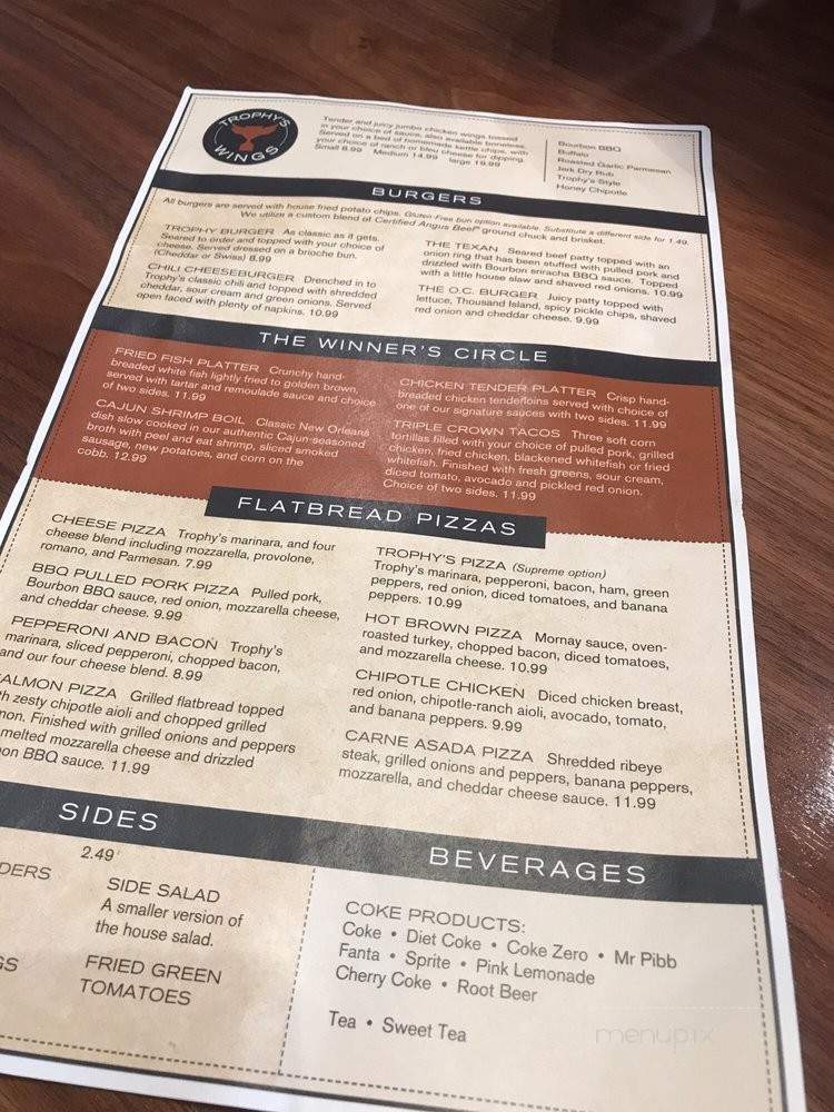 Trophys Sports Bar - La Grange, KY menu_pic