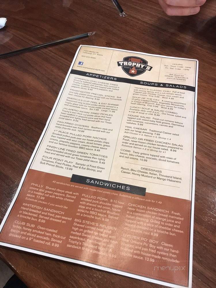 Trophys Sports Bar - La Grange, KY menu_pic
