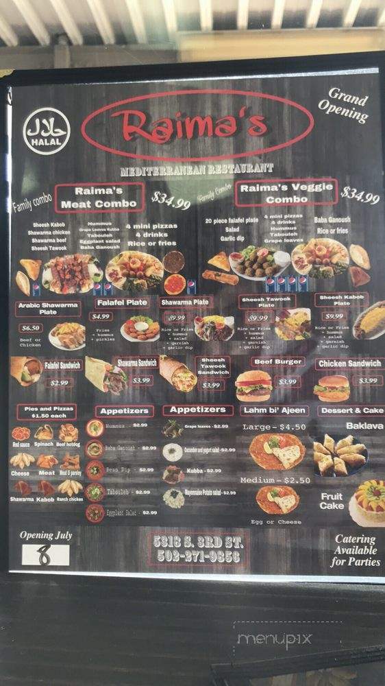 Raima's Mediterranean Restaurant - Louisville, KY menu_pic