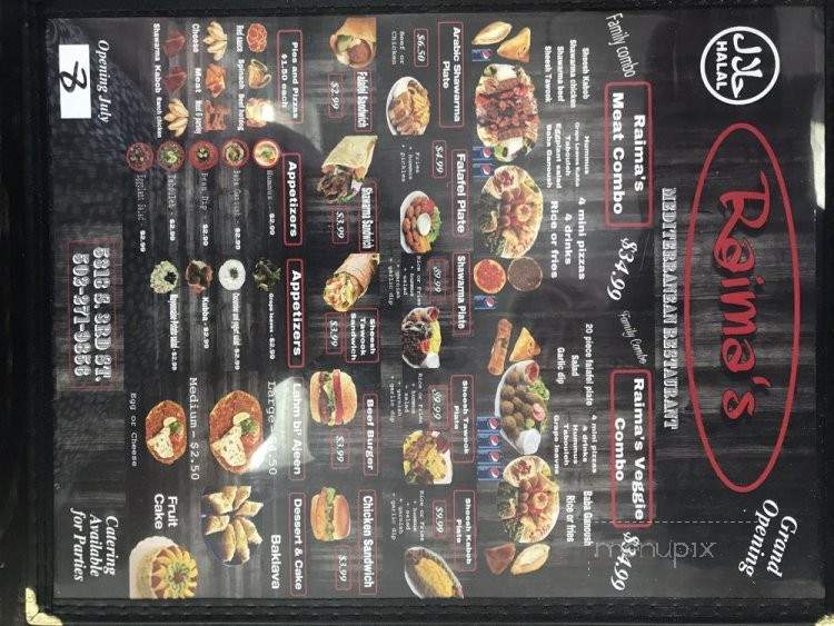 Raima's Mediterranean Restaurant - Louisville, KY menu_pic
