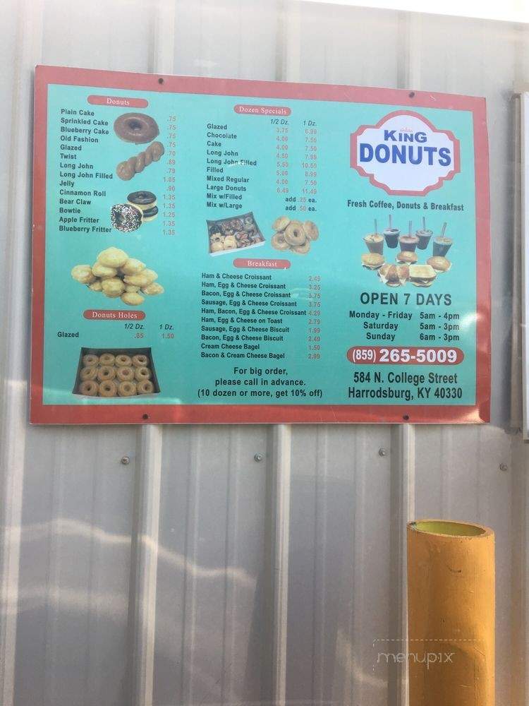 King Donuts - Harrodsburg, KY menu_pic