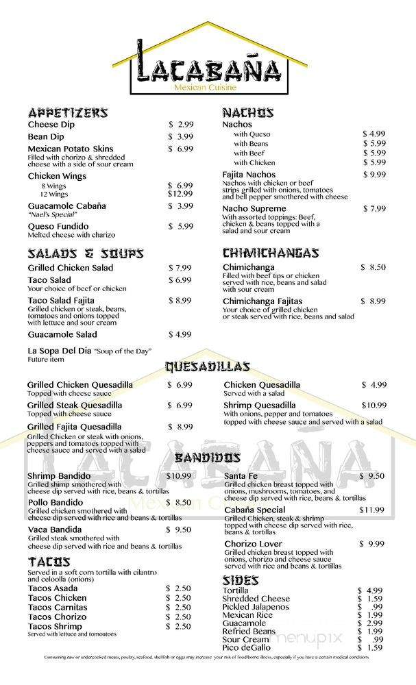 La Cabana - Irvine, KY menu_pic