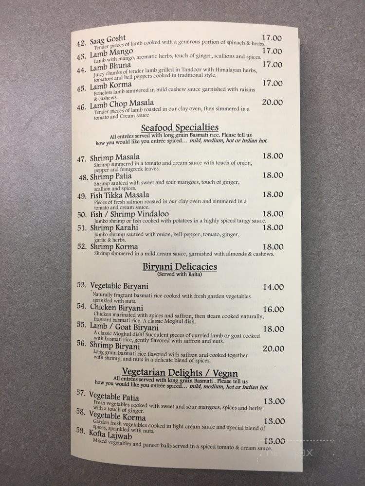 Mumbai Masala Indian Restaurant & Bar - Lexington, KY menu_pic