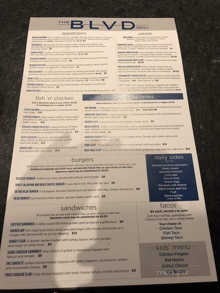 The BLVD Grill - Lexington, KY menu_pic