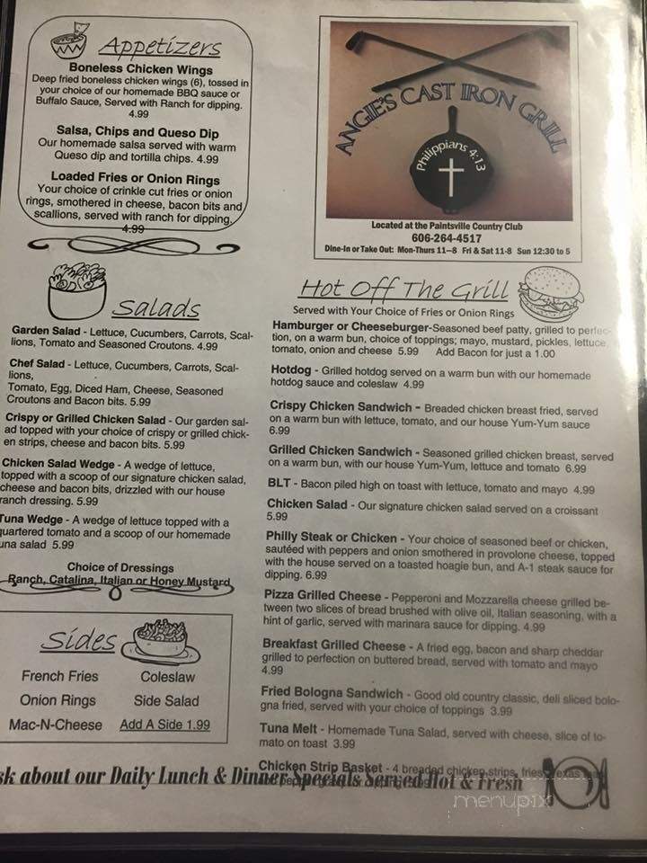 Angie's Cast Iron Grill - Paintsville, KY menu_pic