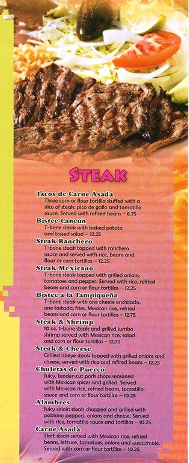 Cancun - Paducah, KY menu_pic