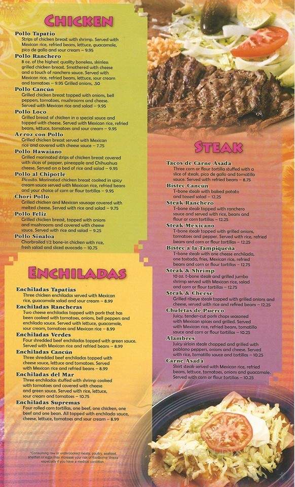 Cancun - Paducah, KY menu_pic
