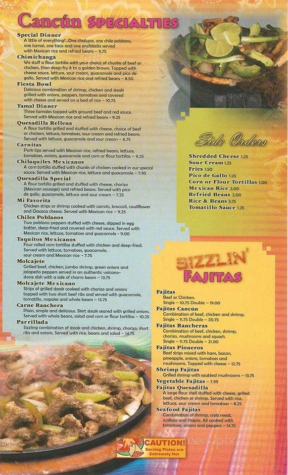 Cancun - Paducah, KY menu_pic