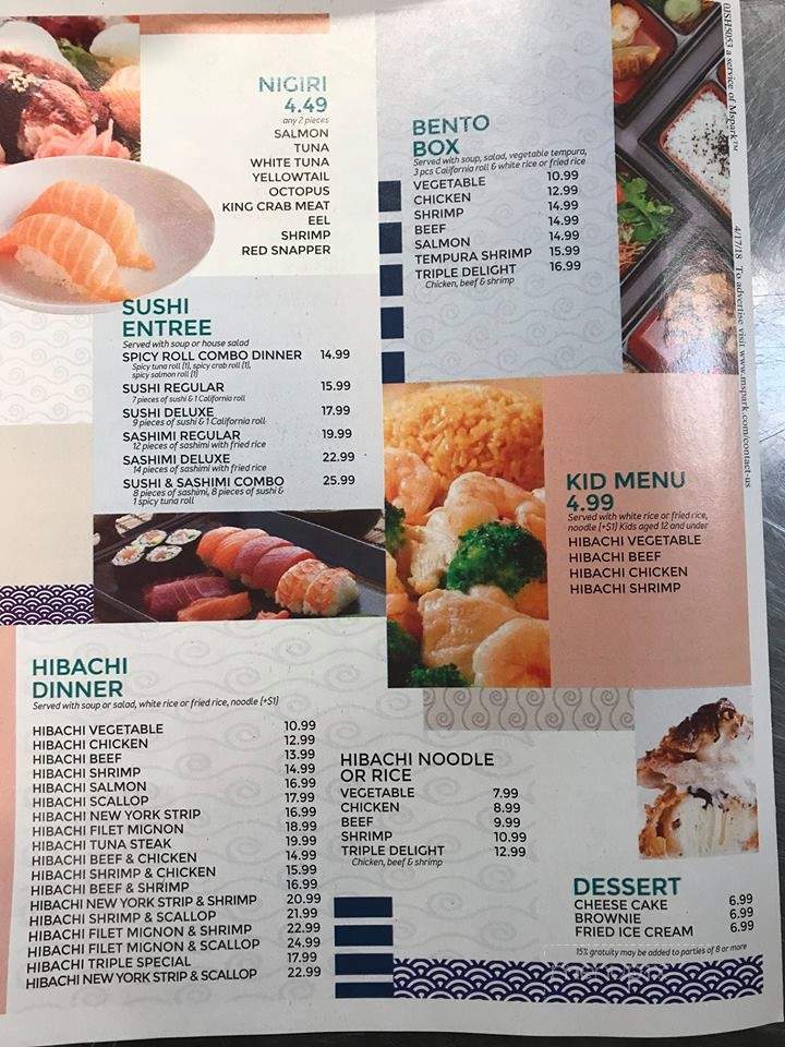 Hokkaido Grill & Sushi - Paducah, KY menu_pic
