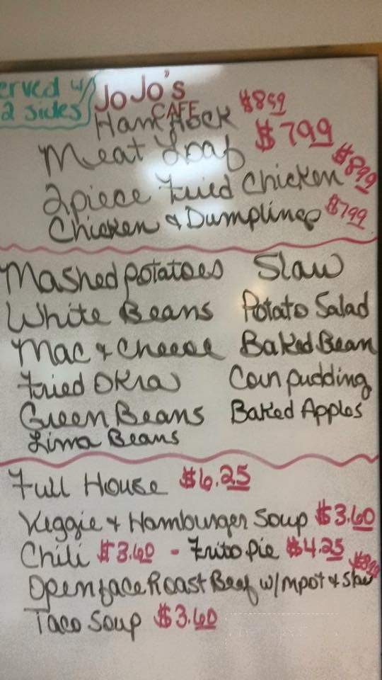 Jo Jo's Cafe - Benton, KY menu_pic