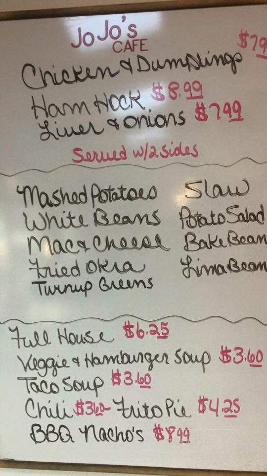 Jo Jo's Cafe - Benton, KY menu_pic
