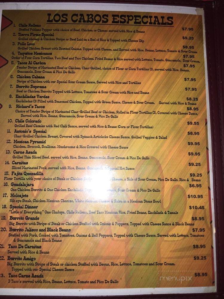 Menu of Los Cabos Mexican Restaurant in Owensboro, KY 42301