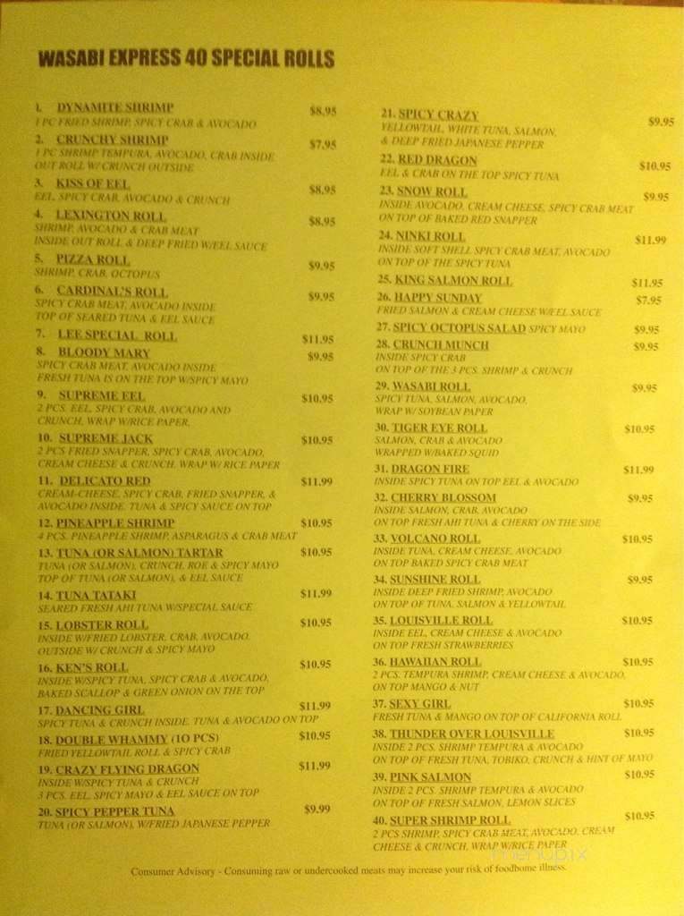Wasabi Express Parrish - Owensboro, KY menu_pic