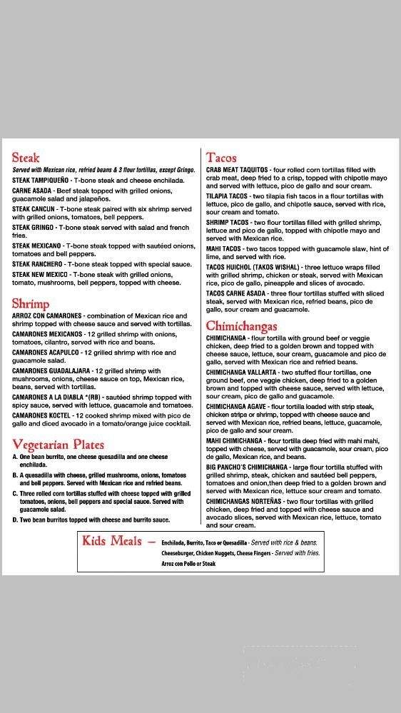 Agaves Mexican Grill - Henderson, KY menu_pic