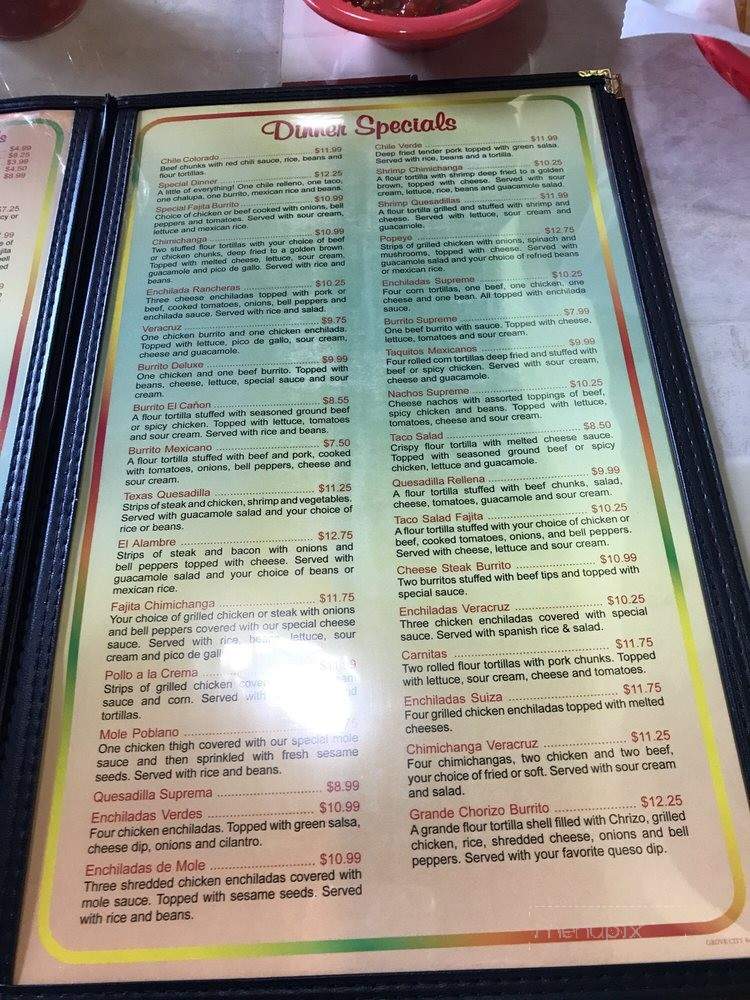 El Canon Mexican Restaurant - Grove City, OH menu_pic