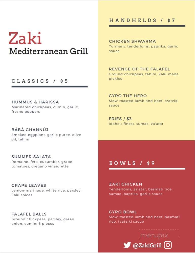 Zaki Grill - Columbus, OH menu_pic