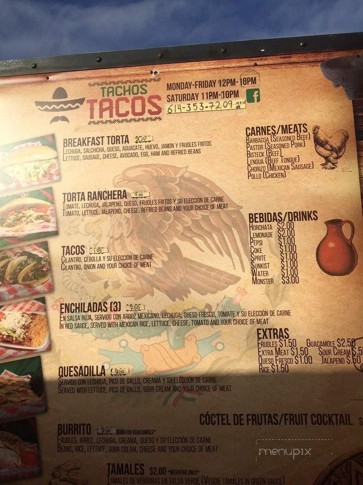 Tachos Tacos - Columbus, OH menu_pic