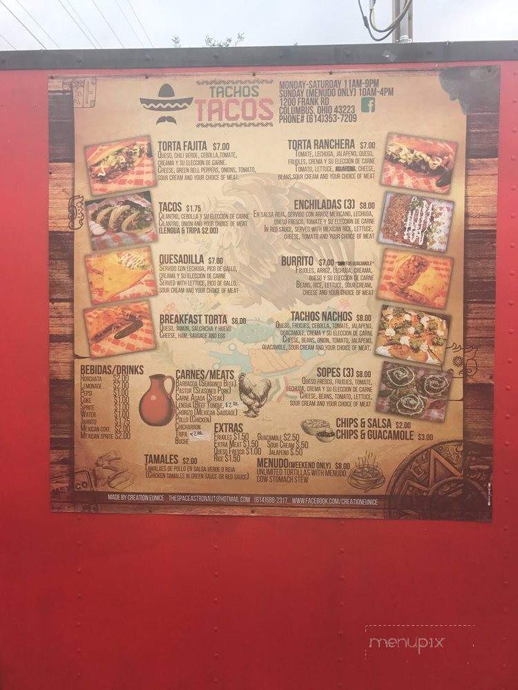 Tachos Tacos - Columbus, OH menu_pic