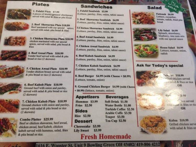 Lily Cafe - Bowling Green, OH menu_pic