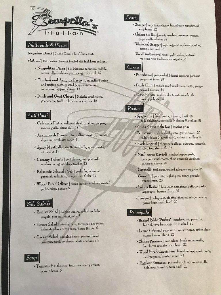 Scarpetta's Italian - Fremont, OH menu_pic