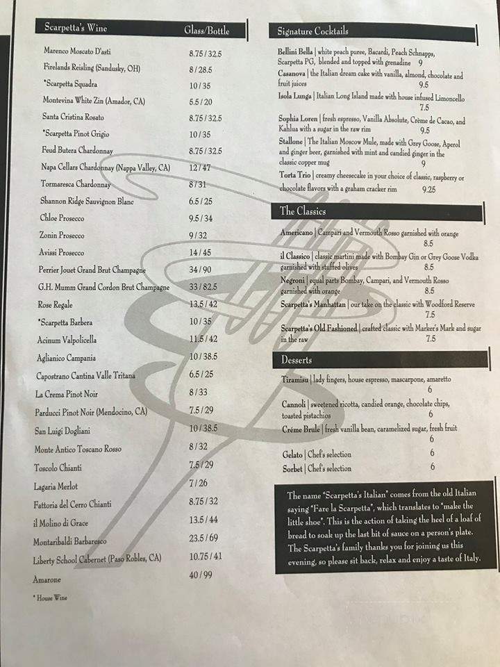 Scarpetta's Italian - Fremont, OH menu_pic