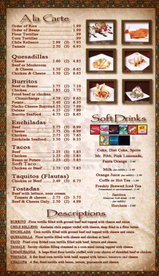 Casa Grande - Hicksville, OH menu_pic