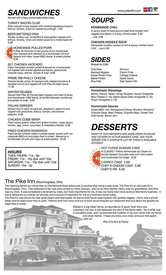 Pike 40 - Morristown, OH menu_pic