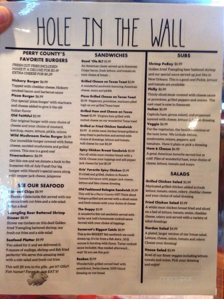 The Hole In The Wall - Somerset, OH menu_pic