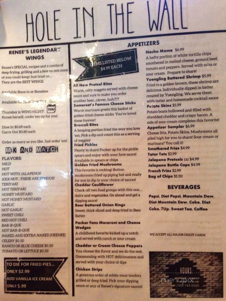 The Hole In The Wall - Somerset, OH menu_pic
