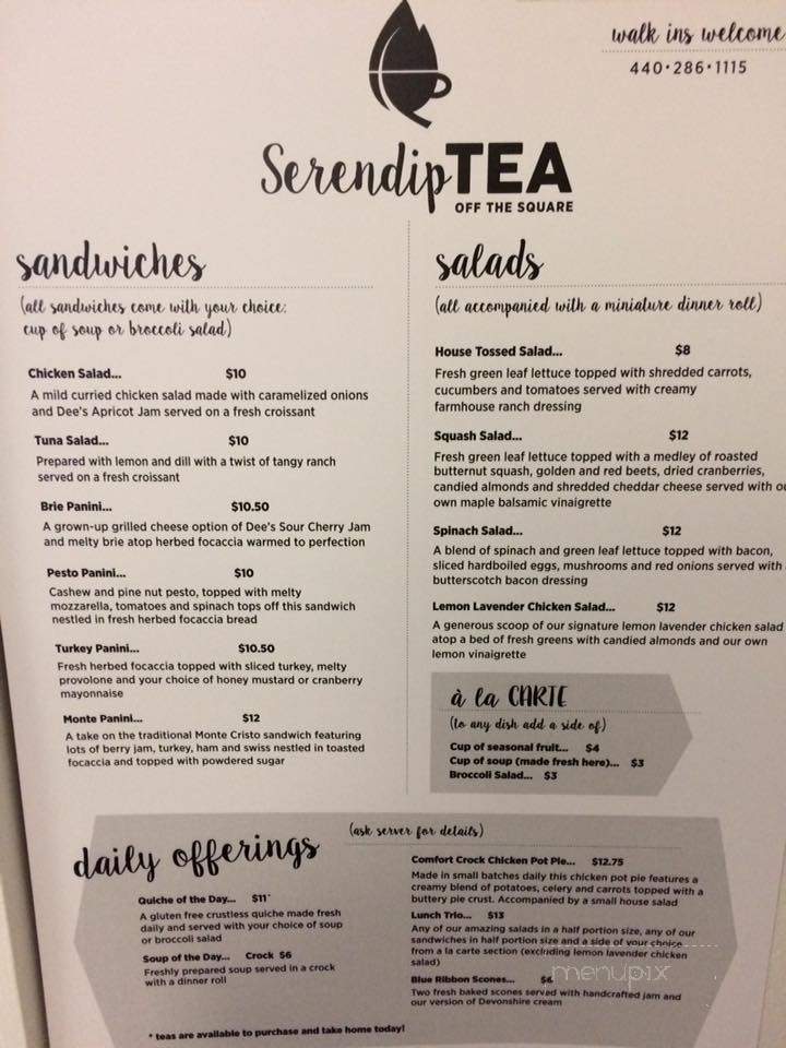 Serendipitea - Chardon, OH menu_pic