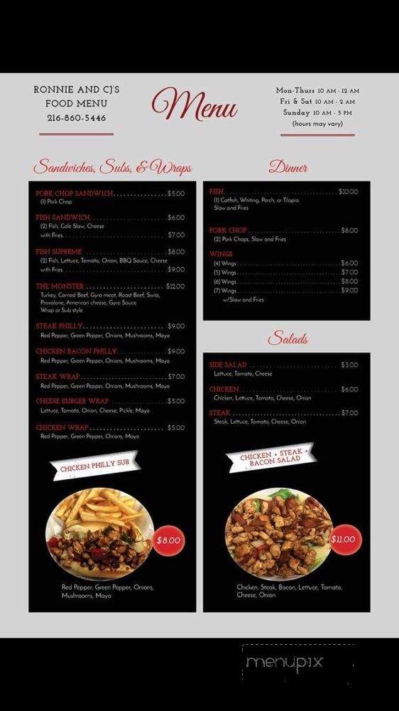 Ronnie & Cj's - Euclid, OH menu_pic