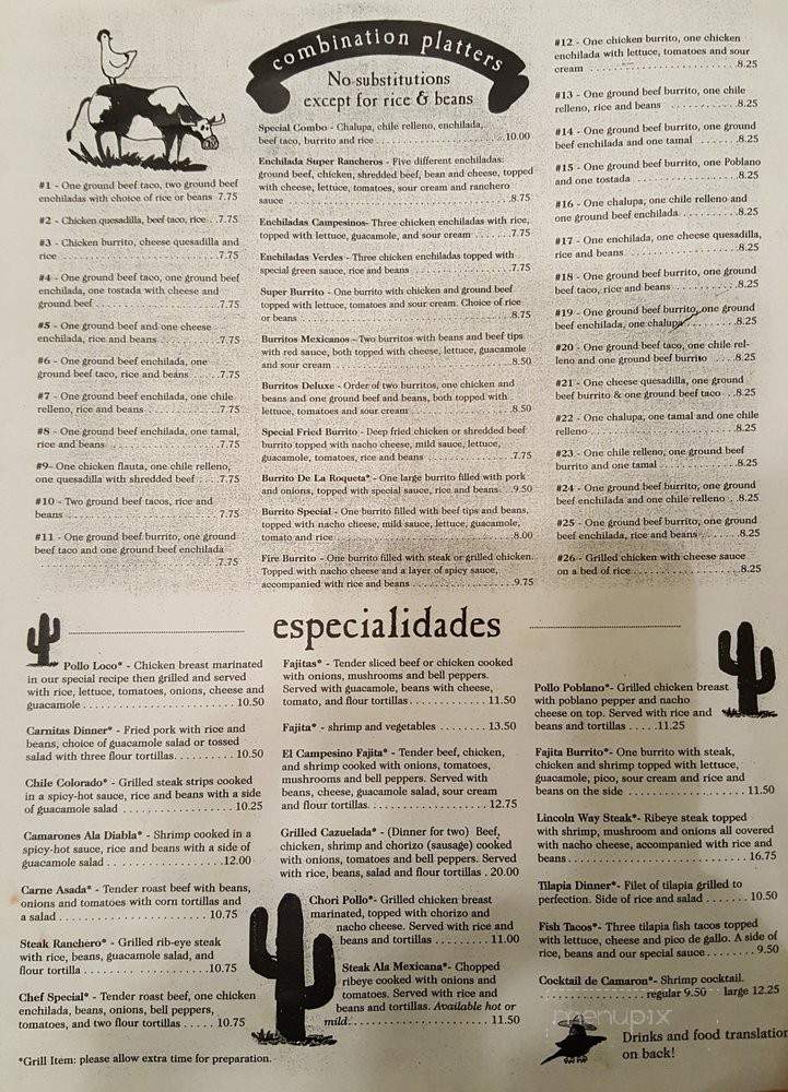 Rancho Viejo - Salem, OH menu_pic