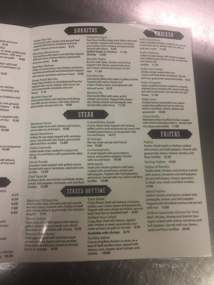 Rancho Viejo - Salem, OH menu_pic