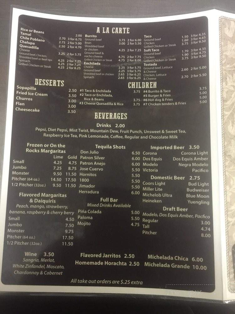 Rancho Viejo - Salem, OH menu_pic