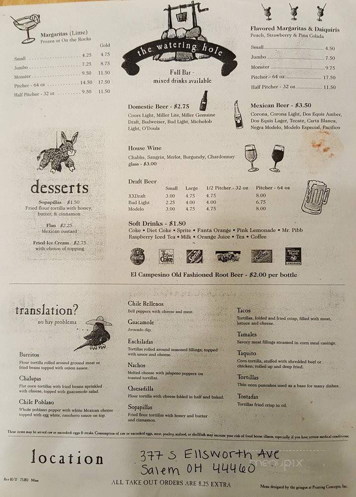 Rancho Viejo - Salem, OH menu_pic
